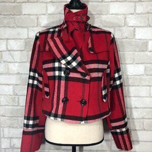 Hale Bob Red Plaid Cropped Jacket Size M
